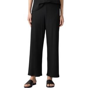 Eileen Fisher Ribbed Ankle Tencel Crop Pants Black M